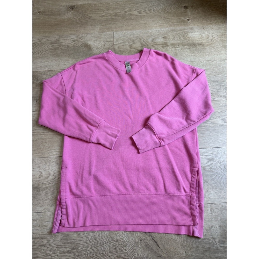 Womens Green Tea Tunic Sweatshirt Split Sides Pink Size M